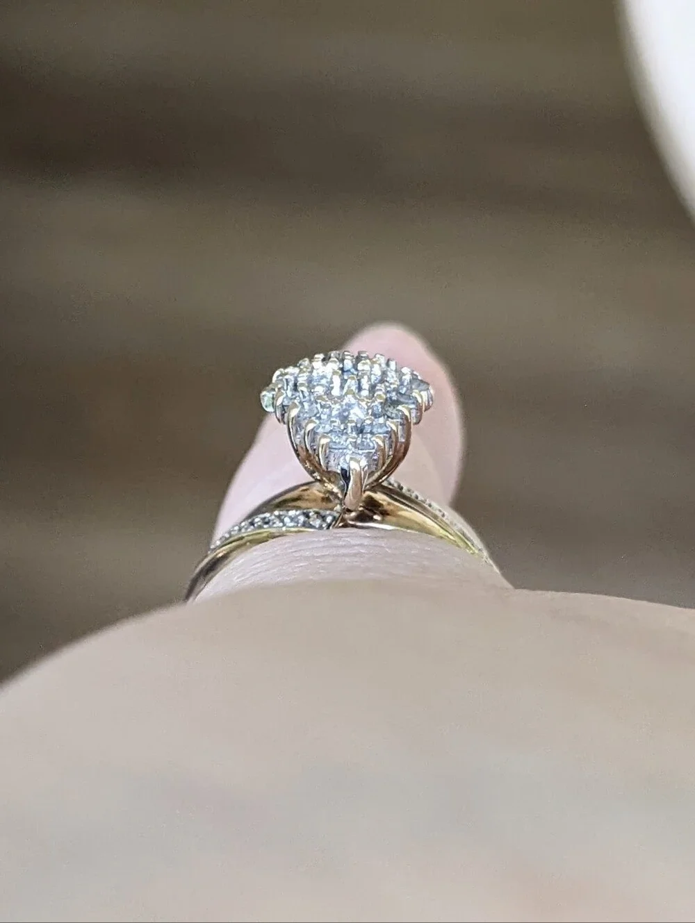 Antique 10K Gold Diamond Cluster Ring - Picture 10 of 16